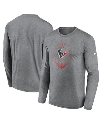 Nike Men's Heather Gray Houston Texans Legend Icon Long Sleeve T-Shirt