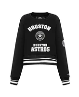 Pro Standard Women's Black Houston Astros Cultivated Pearl Cropped Pullover Sweatshirt