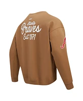 Pro Standard Men's Brown Atlanta Braves Paint The City Dropped Shoulder Pullover Sweatshirt