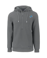 Cutter & Buck Men's Gray Detroit Lions Primary Mark Roam Half-Zip Pullover Hoodie