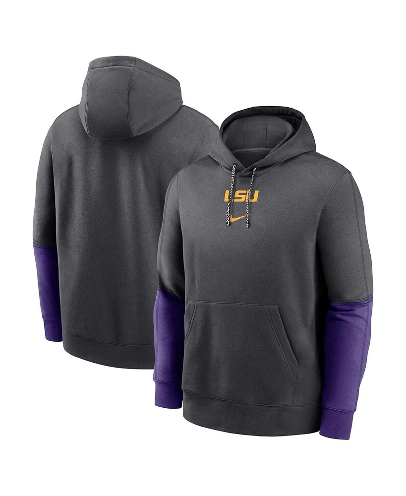 Nike Men's Anthracite/Purple Lsu Tigers 2024 Sideline Club Pullover Hoodie