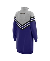 Wear by Erin Andrews Women's Purple/Heather Gray Baltimore Ravens Chevron Stripe Dress