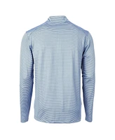 Cutter & Buck Men's Light Blue/Navy Atlanta Braves Virtue Pique Micro Stripe Quarter-Zip Pullover Top