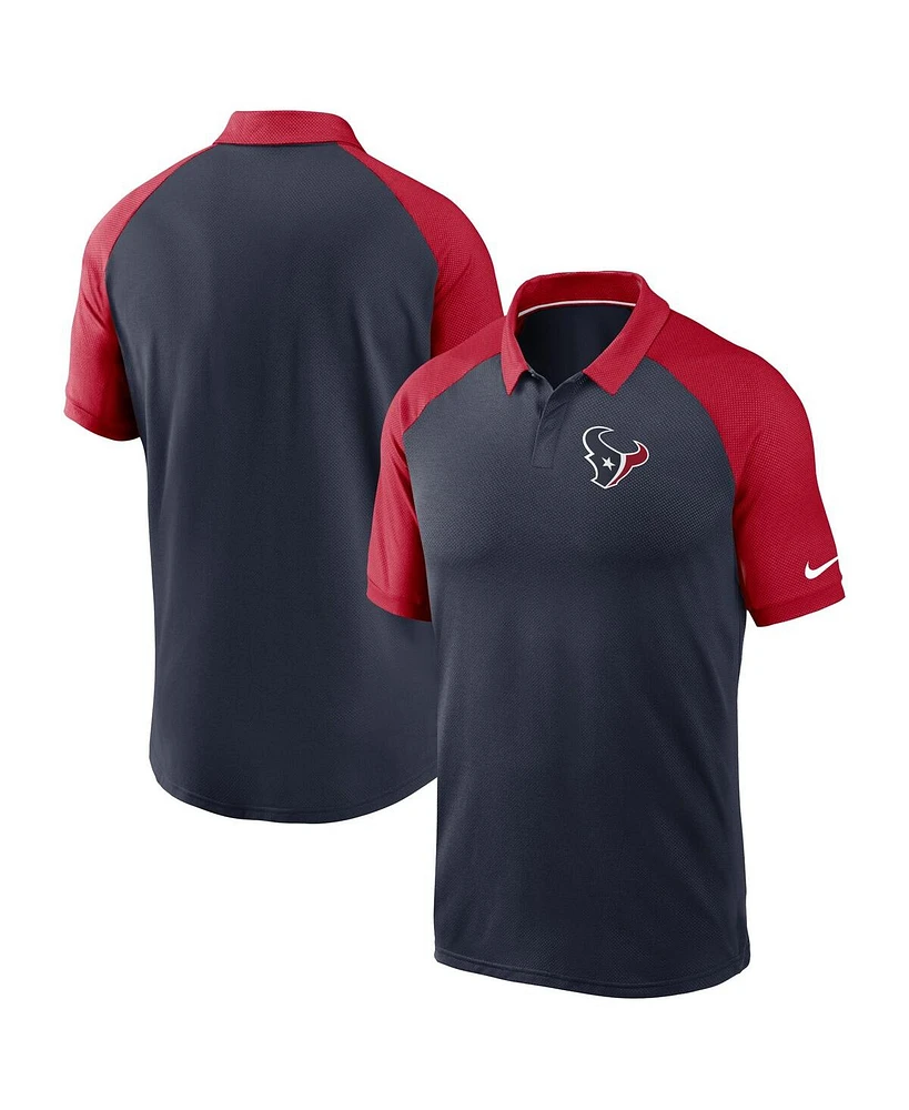 Nike Men's Navy Houston Texans Raglan Tri-Blend Performance Polo