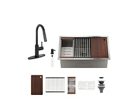 Casainc 36" L x 19" W Drop-in Stainless Steel Kitchen Sink with Touchless Faucet Included