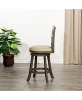 24" Counter Height Swivel Bar Stool with X-Back and Leather Upholstered Seat(1PK)-The Pop Home