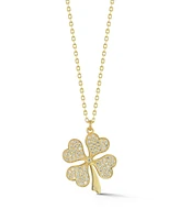 Rachel Zoe 14K Gold Plated Sterling Silver Pave Clover Necklace