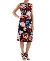 Donna Ricco Women's Floral-Print Twist-Front Sheath Dress