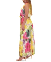 Donna Ricco Women's Floral-Print Tiered Maxi Dress