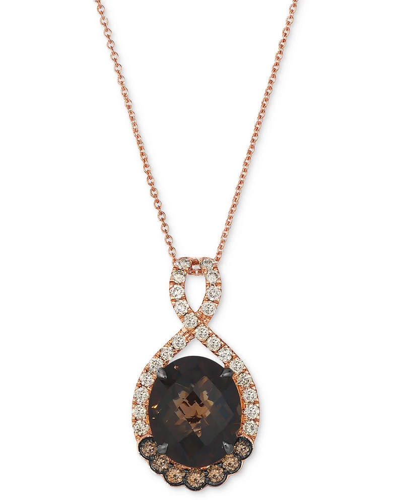 Le Vian Chocolate Quartz (4-1/4 ct. t.w.), Nude Diamond (3/8 ct. t.w.) & Chocolate Diamond (1/5 ct. t.w.) Pendant Necklace in 14k Rose Gold, 20"