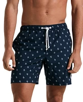 Original Penguin Men's Slim Fit Logo Print Drawstring 7" Swim Trunks