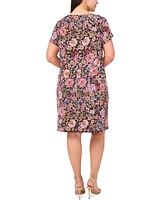 Msk Plus Printed Round-Neck Short-Sleeve Dress