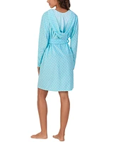 Cuddl Dud Women's Short Long-Sleeve Hooded Wrap Robe