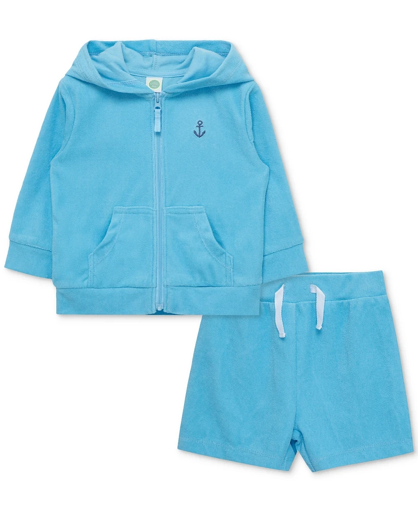 Little Me Baby Boys 2-Pc. Hoodie & Shorts Swim Cover-Up Set
