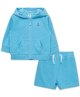 Little Me Baby Boys 2-Pc. Hoodie & Shorts Swim Cover-Up Set