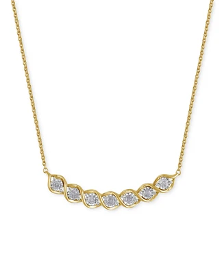 Diamond Twist Curved Bar 16-3/4" Collar Necklace (1/4 ct. t.w.) in 14k Gold-Plated Sterling Silver