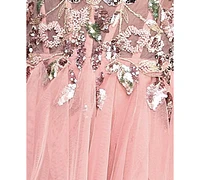 City Studios Juniors' Embroidered Sequined Ruffled Ball Gown, Created for Macy's