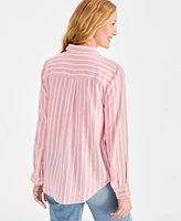 Style & Co Women's Striped Long-Sleeve Perfect Shirt, Exclusively at Macy's