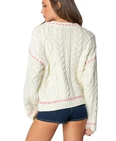 Edikted Womens Eleni Cable Knit Sweater