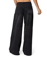 Edikted Womens Pleated Detail Low Rise Jeans