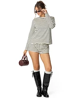 Edikted Womens Jordyn Striped Long Sleeve T Shirt