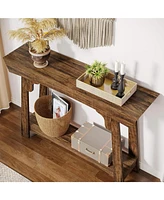 Tribesigns Console Table with Storage, 2-Tier Wood Entryway Table with Shelf, Farmhouse Narrow Sofa Table Behind Couch for Foyer, Hallway, Living Room