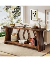 Tribesigns 70.86-Inch Long Sofa Table for Living Room, 2-Tier Narrow Console with Storage, Wood Foyer Entryway Couch Hallway, Entrance
