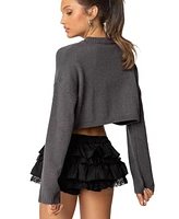 Edikted Womens Knit Bow Cropped Sweater
