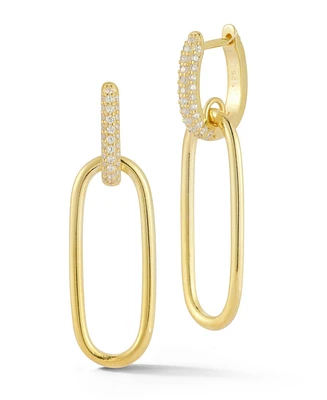 Rachel Zoe 14K Gold Plated Sterling Silver Oval Link Drop Earrings