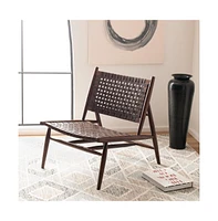 Soleil Leather Woven Accent Chair