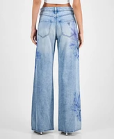 Guess Women's Bellflower Printed Wide-Leg Jeans