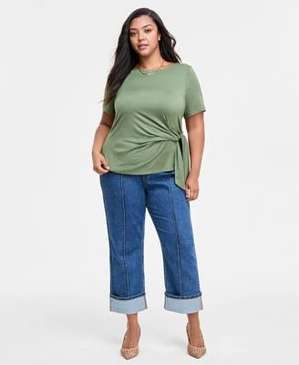 On 34th Trendy Plus Size Elbow Sleeve Tie Waist T Shirt Cuffed Straight Leg Jeans Exclusively At Macys