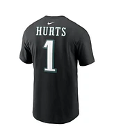 Nike Men's Jalen Hurts Black Philadelphia Eagles Super Bowl Lix Patch Player Name Number T-Shirt