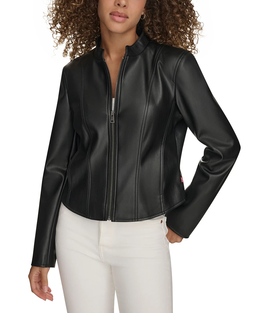 Levi's Women's Faux-Leather Cut Racer Jacket