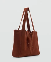 Mango Women's Suede Leather Shopper Bag