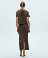 Mango Women's Slit Knitted Midi Skirt