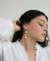 Matr Boomie Gold Tone Sayuri Ginkgo Leaf Triple Drop Earrings