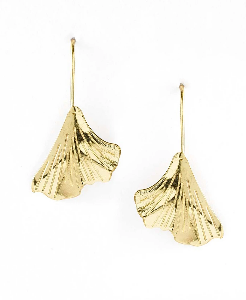 Matr Boomie Gold Tone Sayuri Ginkgo Leaf Drop Earrings