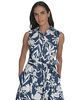 Calvin Klein Women's Printed Cotton Button-Front Dress