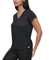 Dkny Sport Women's Crewneck Short-Sleeve Side-Ruched Top