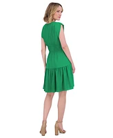 Eliza J Petite V-Neck Cap-Sleeve Tiered Dress