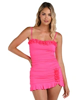 La Blanca Women's Island Goddess Ruffled Bandeau Tankini Top