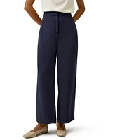 Women's Silk Wide Leg Tailored Pant with Mid Rise