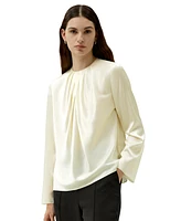 Silk Ruched-Neck Top for Women