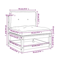 Patio Sofas Armless with Cushions 2 pcs Solid Wood Pine