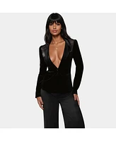 Bebe Women's X Ciara Corset Illusion Velour & Organza Tailored Blazer