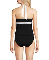 Lands' End Women's Long Chlorine Resistant V-neck Halter Tankini Swimsuit Top