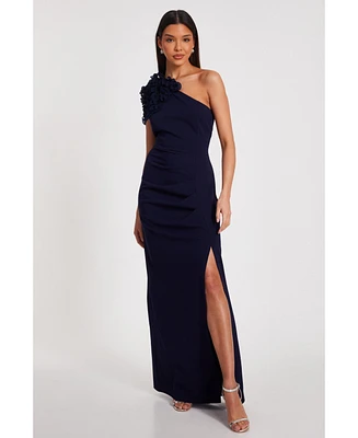 Quiz Women's One Shoulder Ruffle Trim Maxi Dress