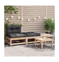 Patio Sofa Armless with Cushions and Footstools