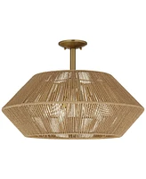 Possini Euro Pedro 24" Wide Brass and Rattan 4-Light Ceiling Light - Possini Euro Design